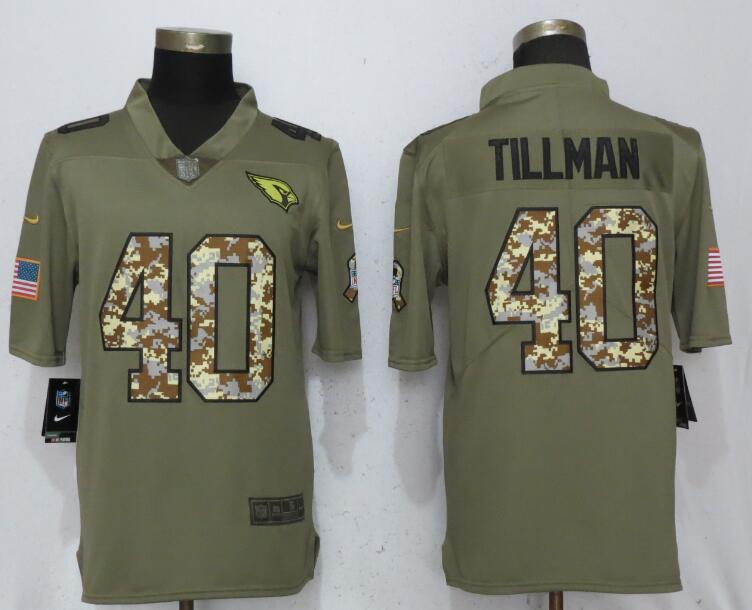 Men Arizona Cardinals #40 Tillman Olive Camo Carson 2017 Salute to Service Limited Nike NFL Jerseys